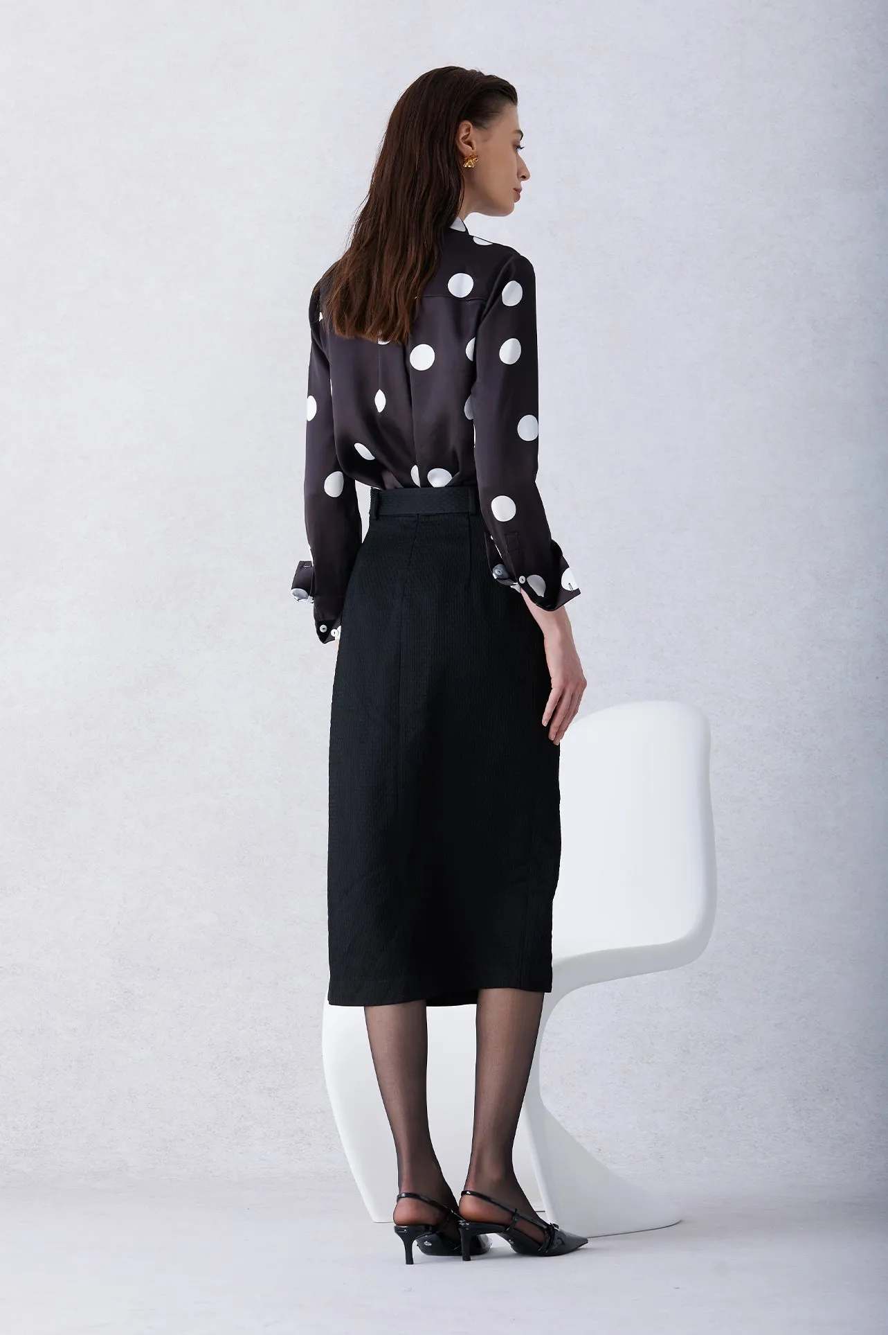 ACETATE JACQUARD PENCIL SKIRT