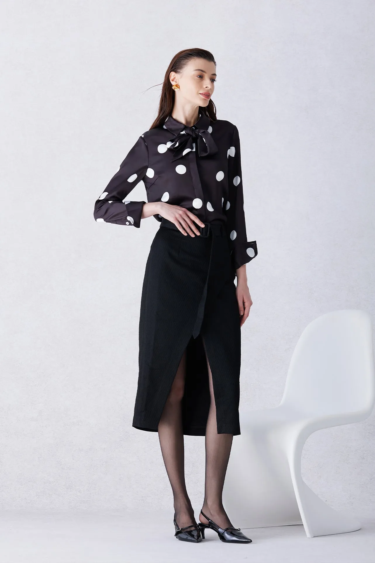ACETATE JACQUARD PENCIL SKIRT
