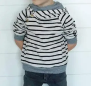 Ampersand Ave - Kids' Double Hood(TM) Hoodie in Cream with Stripes