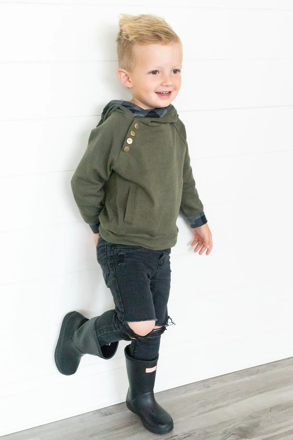 Ampersand Ave - Kids' Double Hood(TM) Hoodie in Evergreen Buffalo