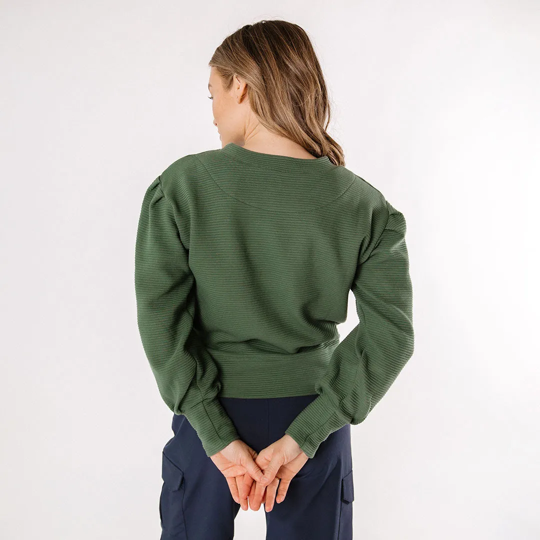Atlas Ribbed Sweater, Emerald