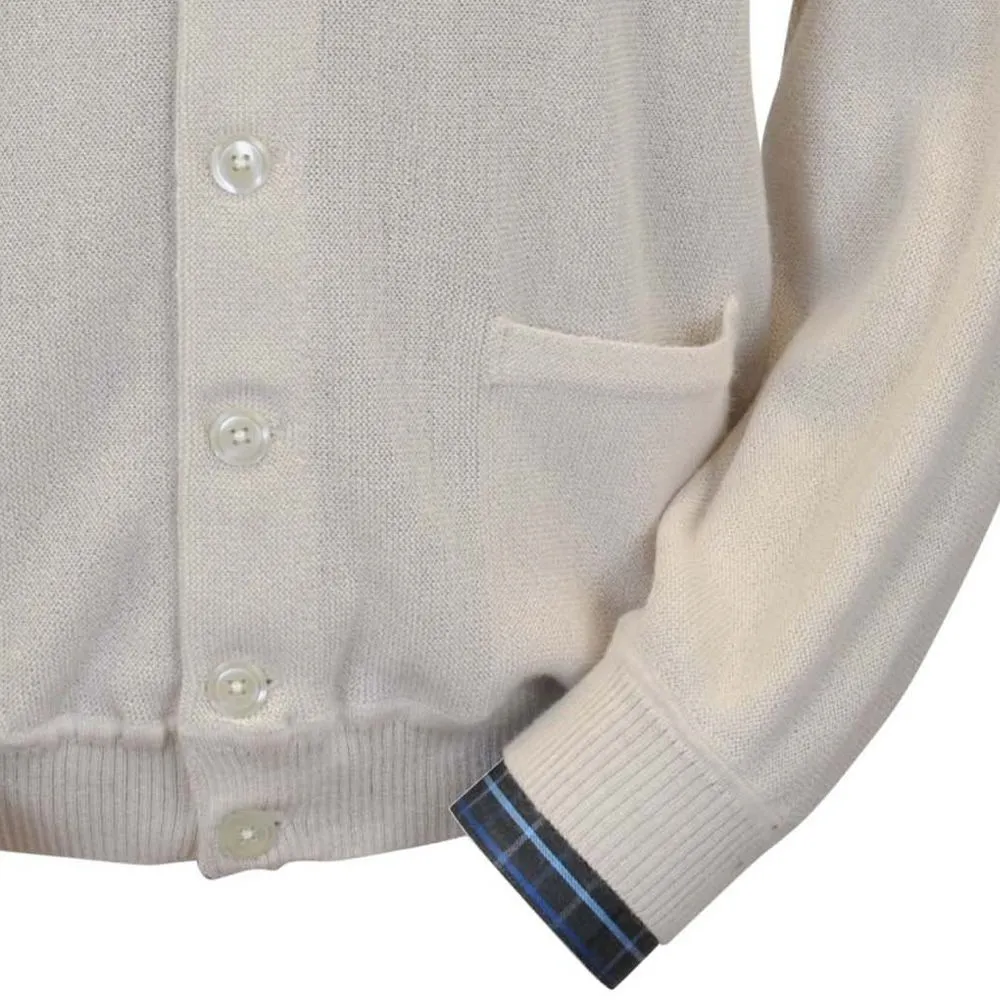 Baby Alpaca 'Links Stitch' V-Neck Cardigan Sweater in Natural Vanilla by Peru Unlimited