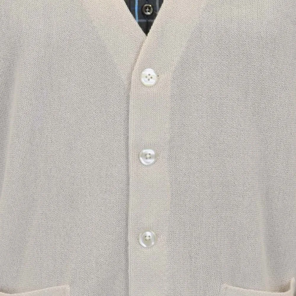 Baby Alpaca 'Links Stitch' V-Neck Cardigan Sweater in Natural Vanilla by Peru Unlimited