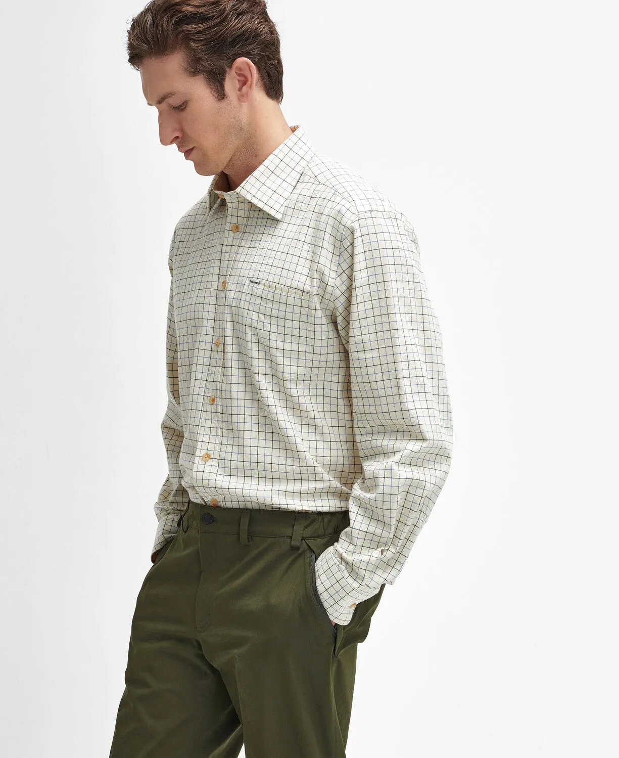 Barbour Washed Stretch Twill Tailored Fit Trouser - Olive