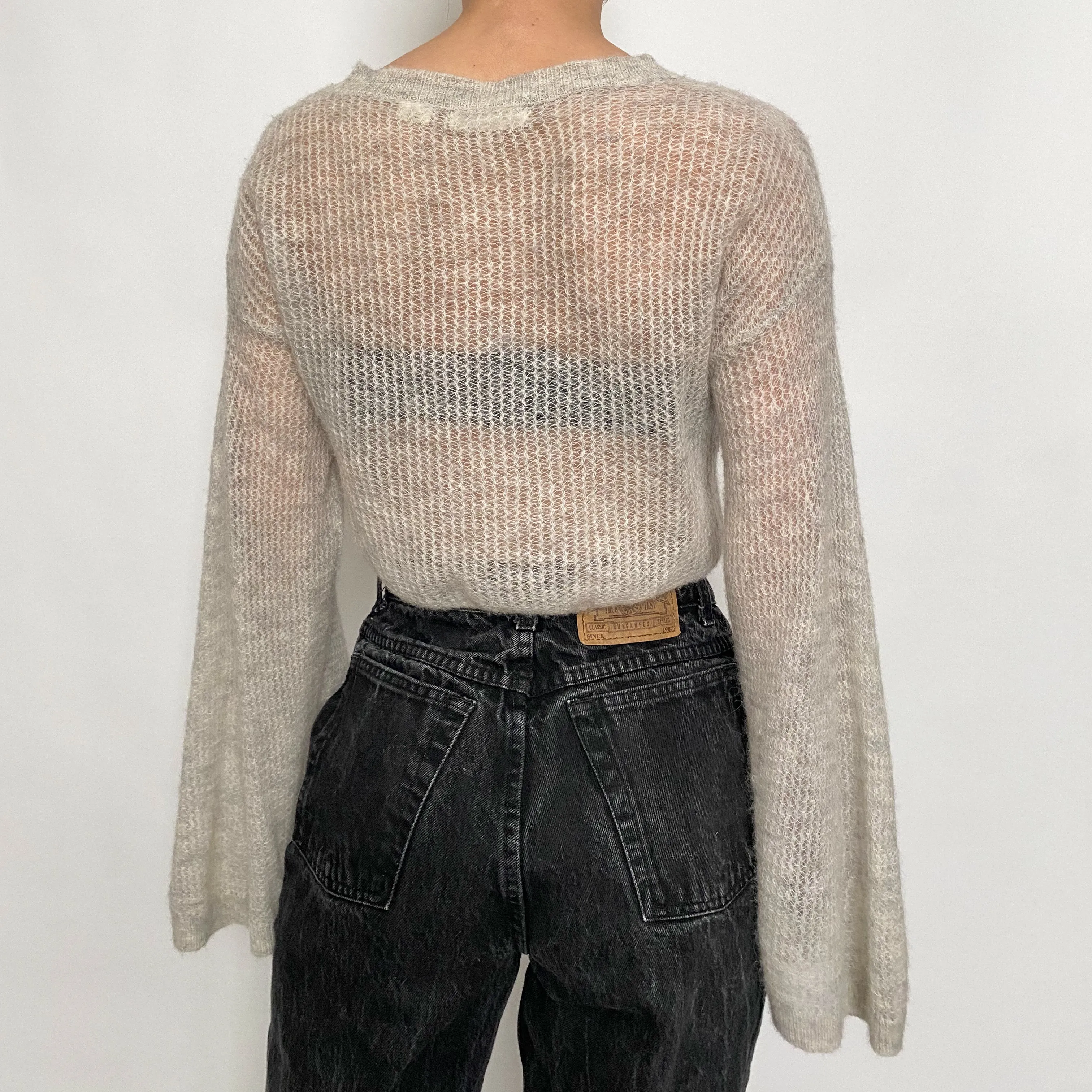 bell sleeve cropped sweater - xs