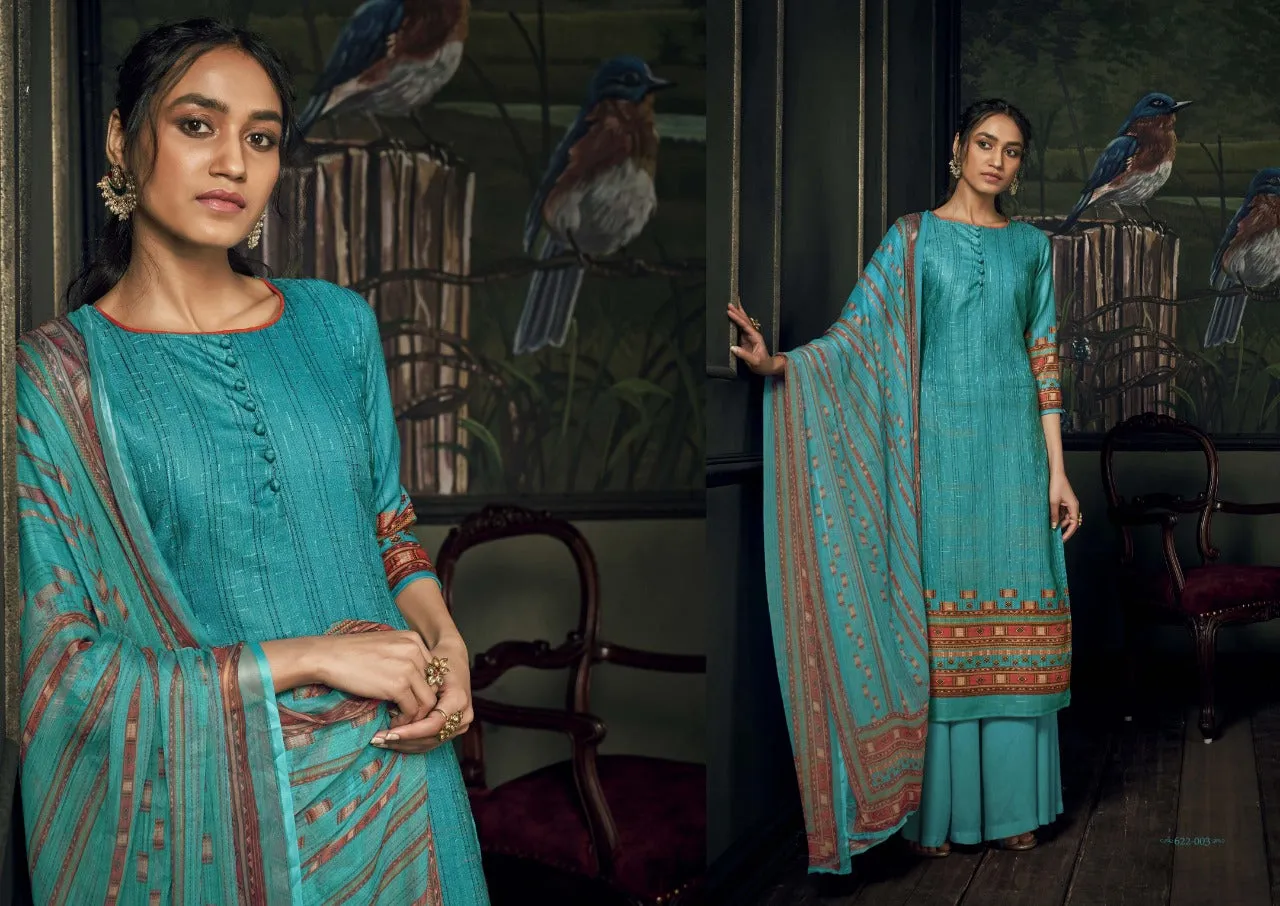 Belliza Designer Studio Launched Bella Pashmina Printed Embroidery Work Fancy Designer Salwar Kameez