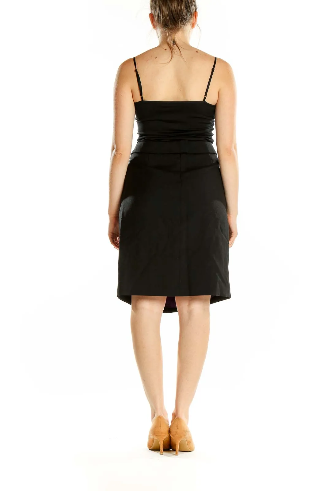 Black Pleated Wool Blend Skirt