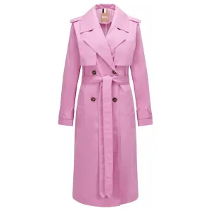 BOSS COTTON-BLEND TRENCH COAT WITH FABRIC BELT