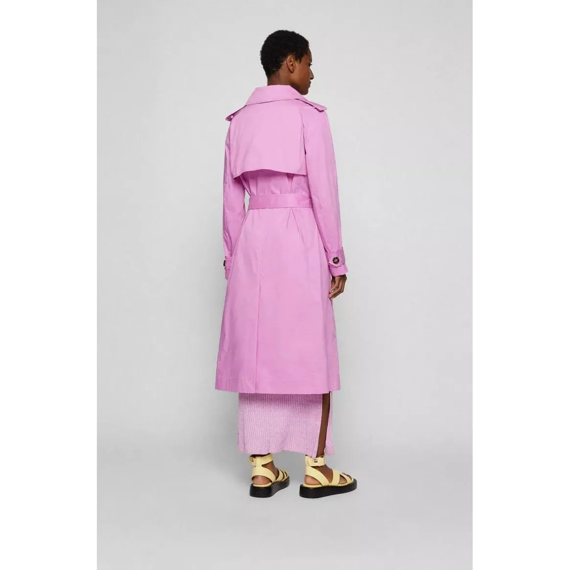 BOSS COTTON-BLEND TRENCH COAT WITH FABRIC BELT