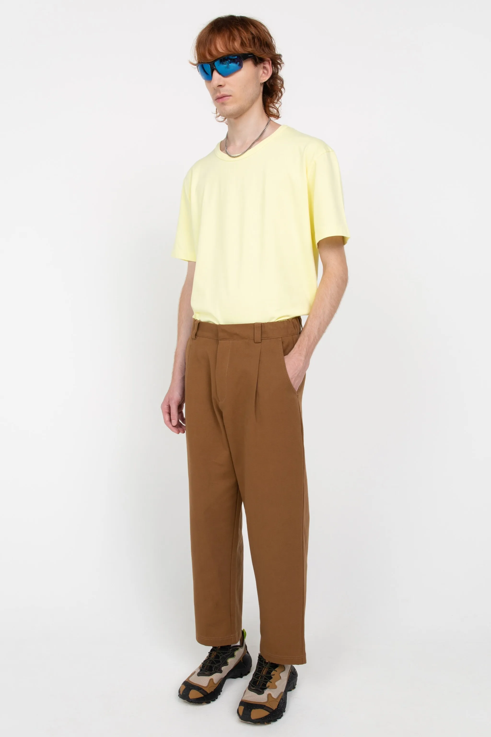 Brown men's tailored trousers