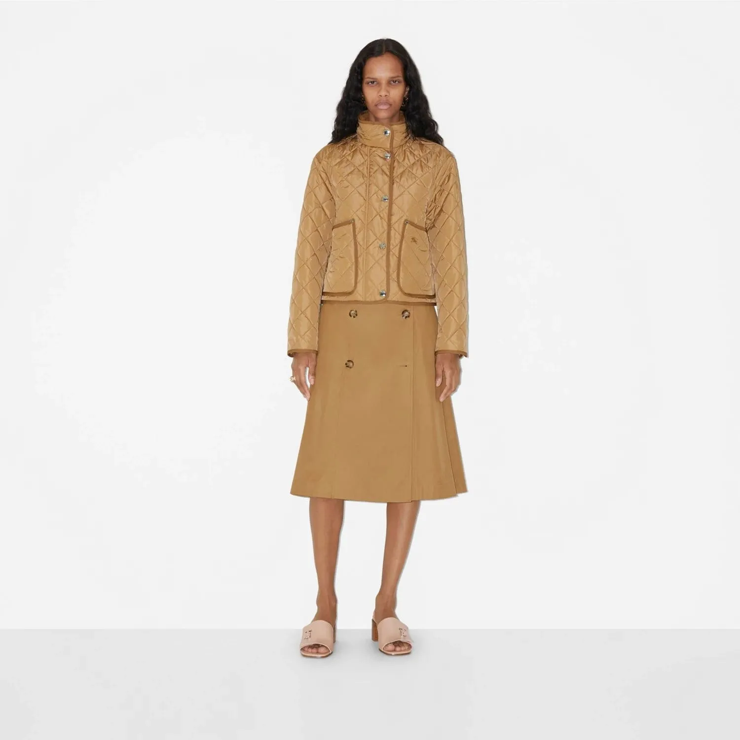 BURBERRY COTTON GABARDINE TRENCH SKIRT