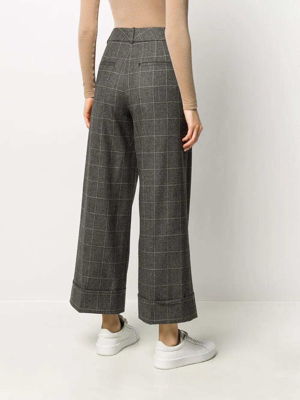 checked wide-leg trousers