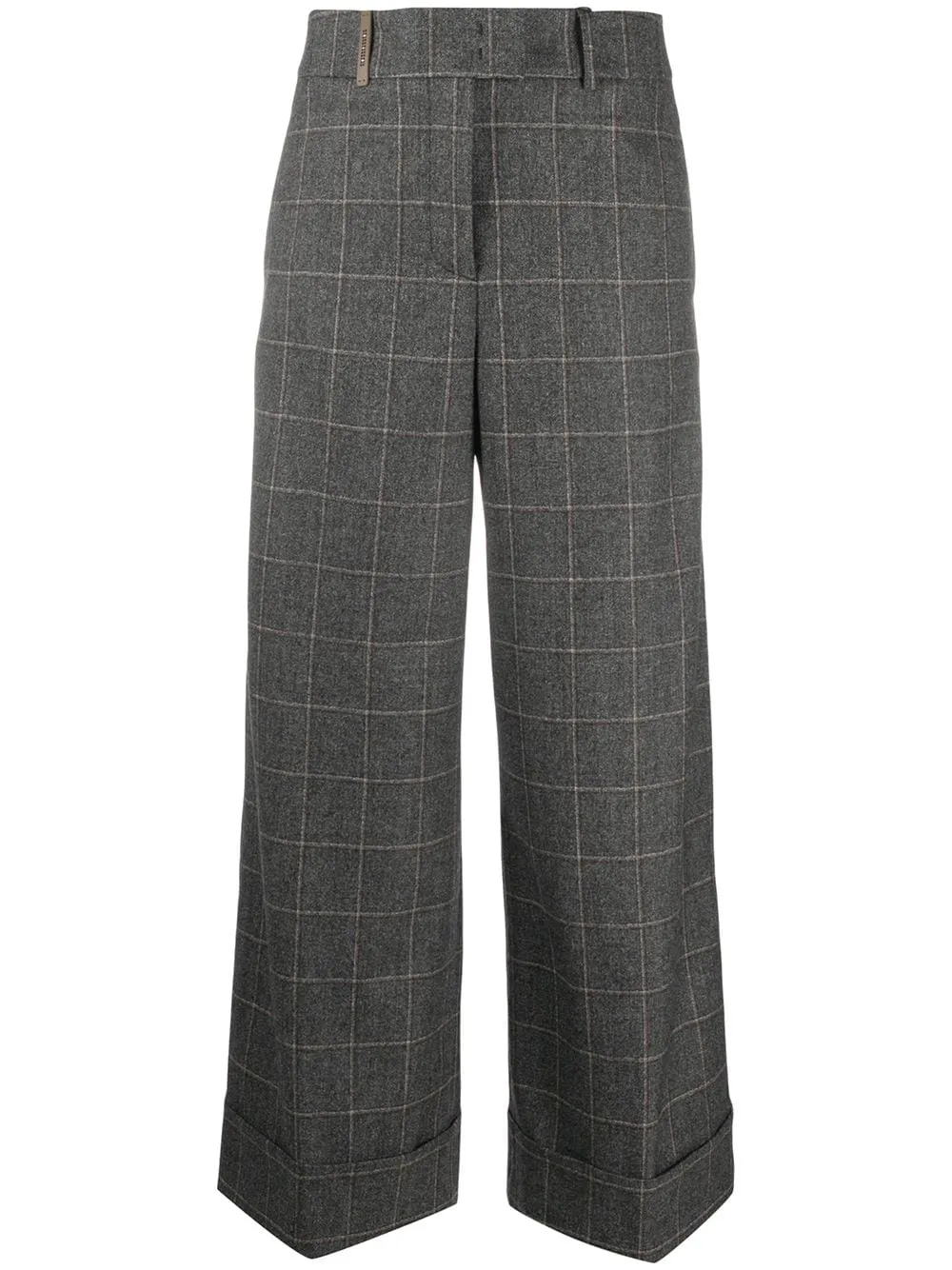 checked wide-leg trousers