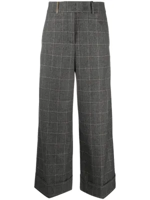 checked wide-leg trousers