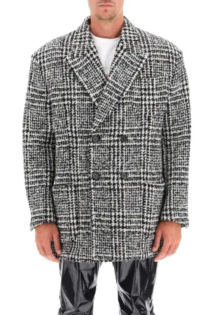 checkered double-breasted wool jacket