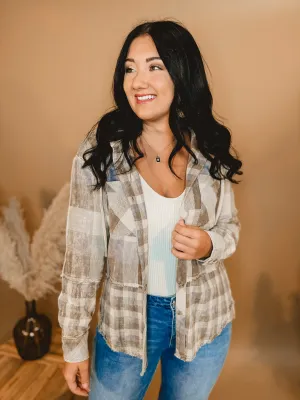Checkered Hoodie Jacket - Denim Blue Mix