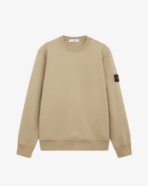 Cotton Fleece Crewneck Sweatshirt Biscuit