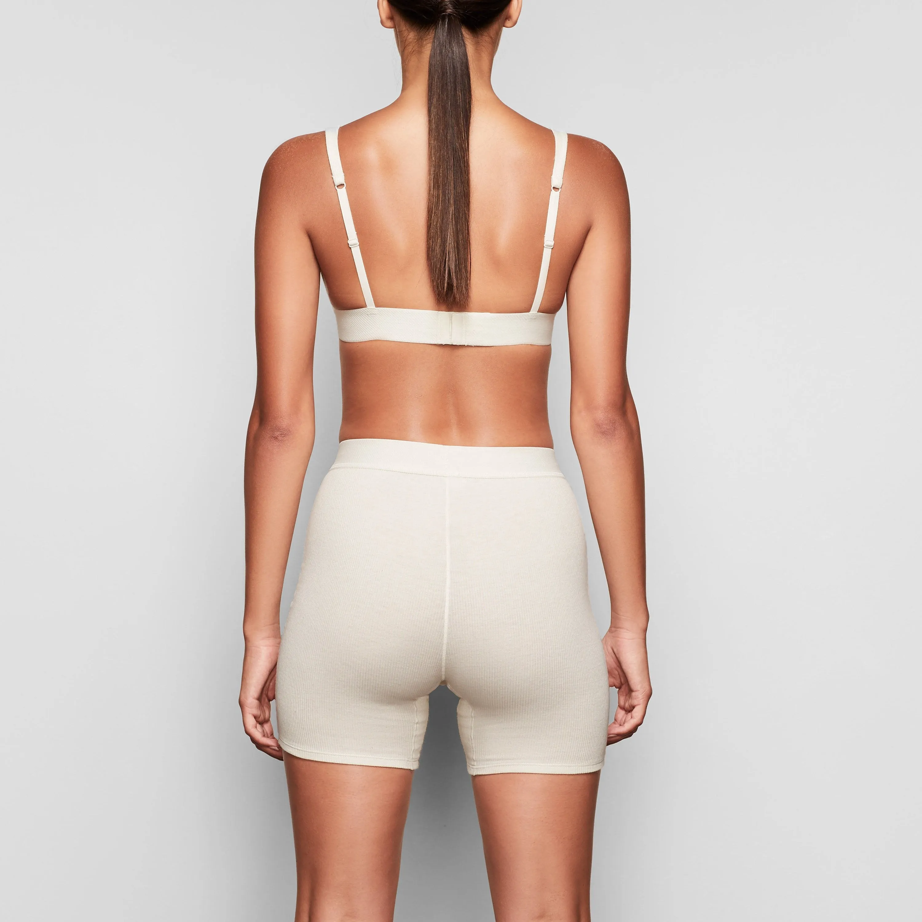 COTTON RIB BOXER | BONE