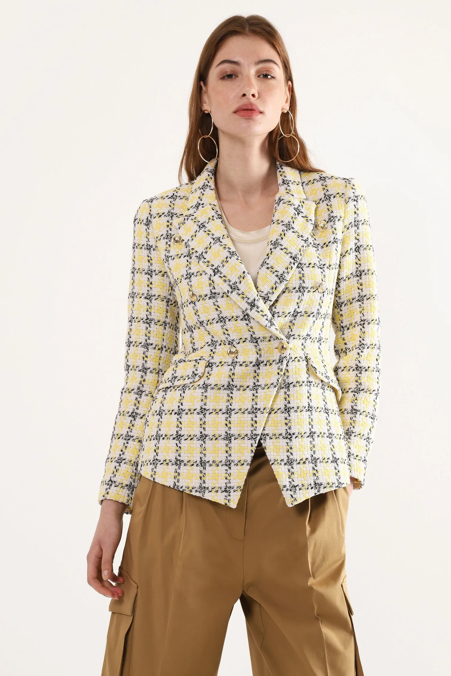 DIXIE DOUBLE BREASTED CHECKERED BLAZER