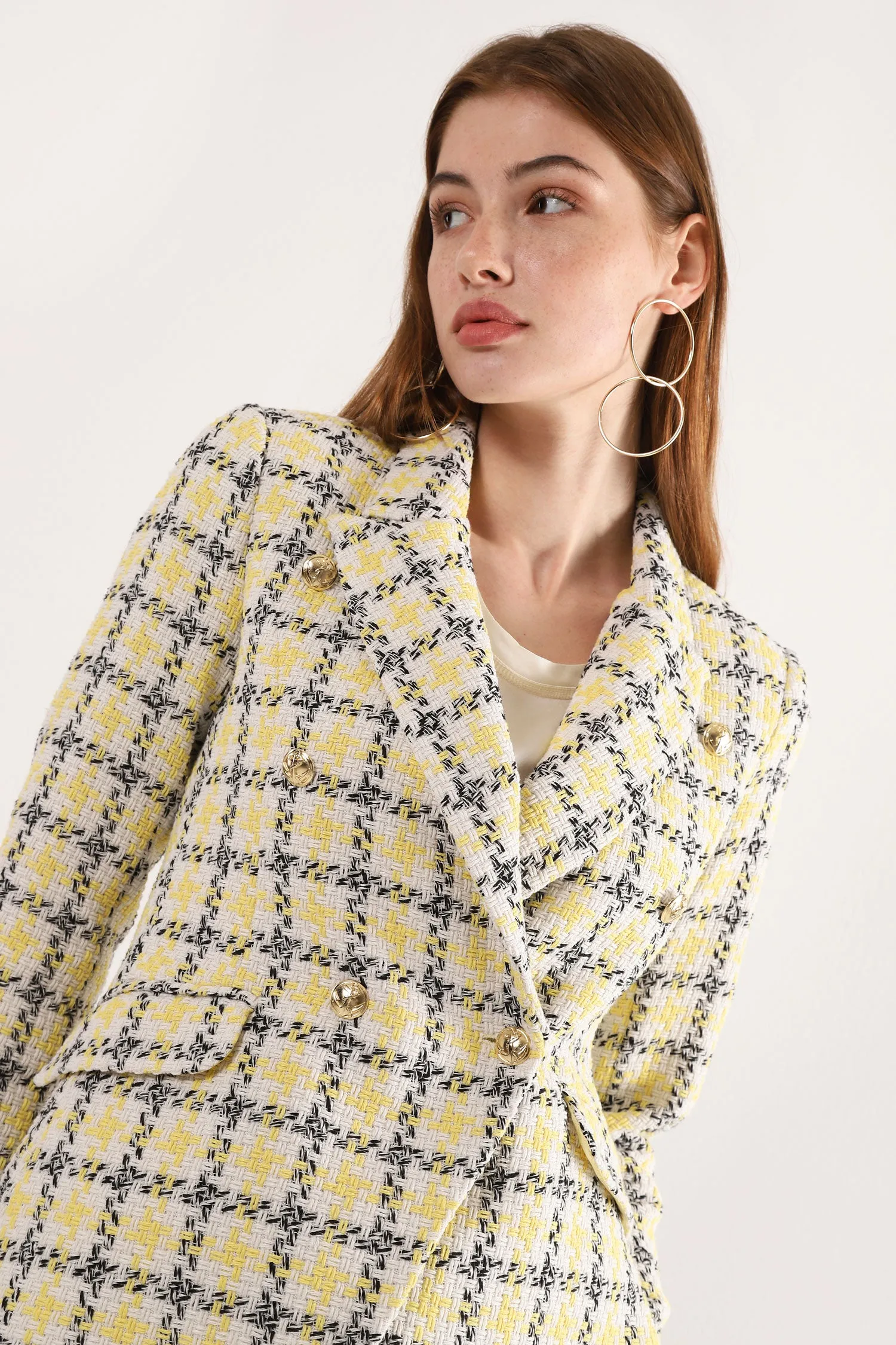 DIXIE DOUBLE BREASTED CHECKERED BLAZER
