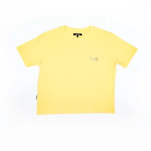 Dlab Women's "Ballon Graffiti" Embroidered Crop Top (Bright Yellow)