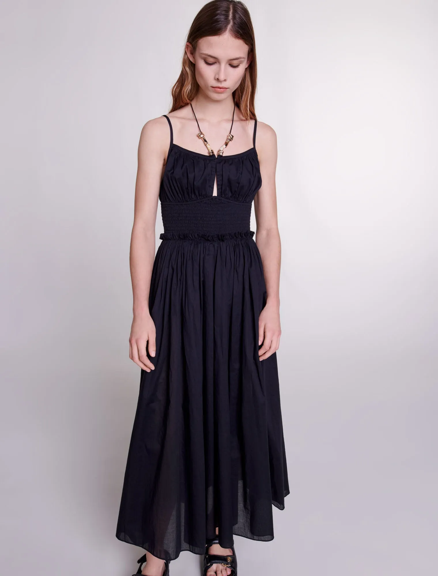 Dress with beaded ties