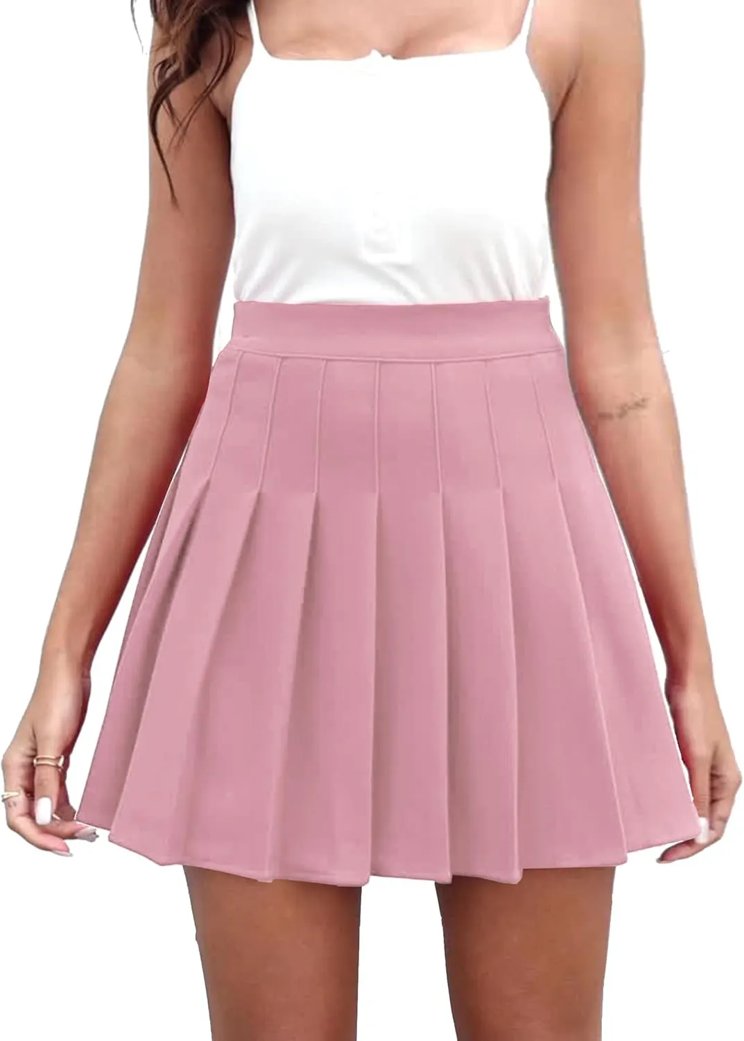 Dressever Women's Pleated Skirts Mini Skater Basic Skirt High Waist Tennis Skirt School Uniform Cheerleader Skirts