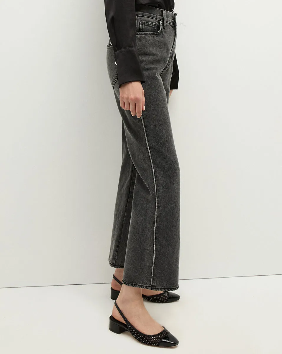 Dylan Rhinestone-Stripe Straight-Leg Jean