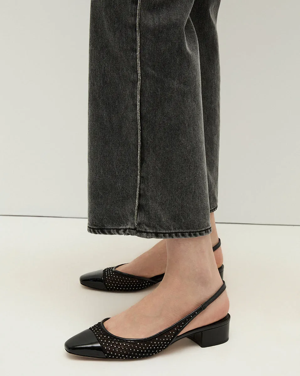 Dylan Rhinestone-Stripe Straight-Leg Jean