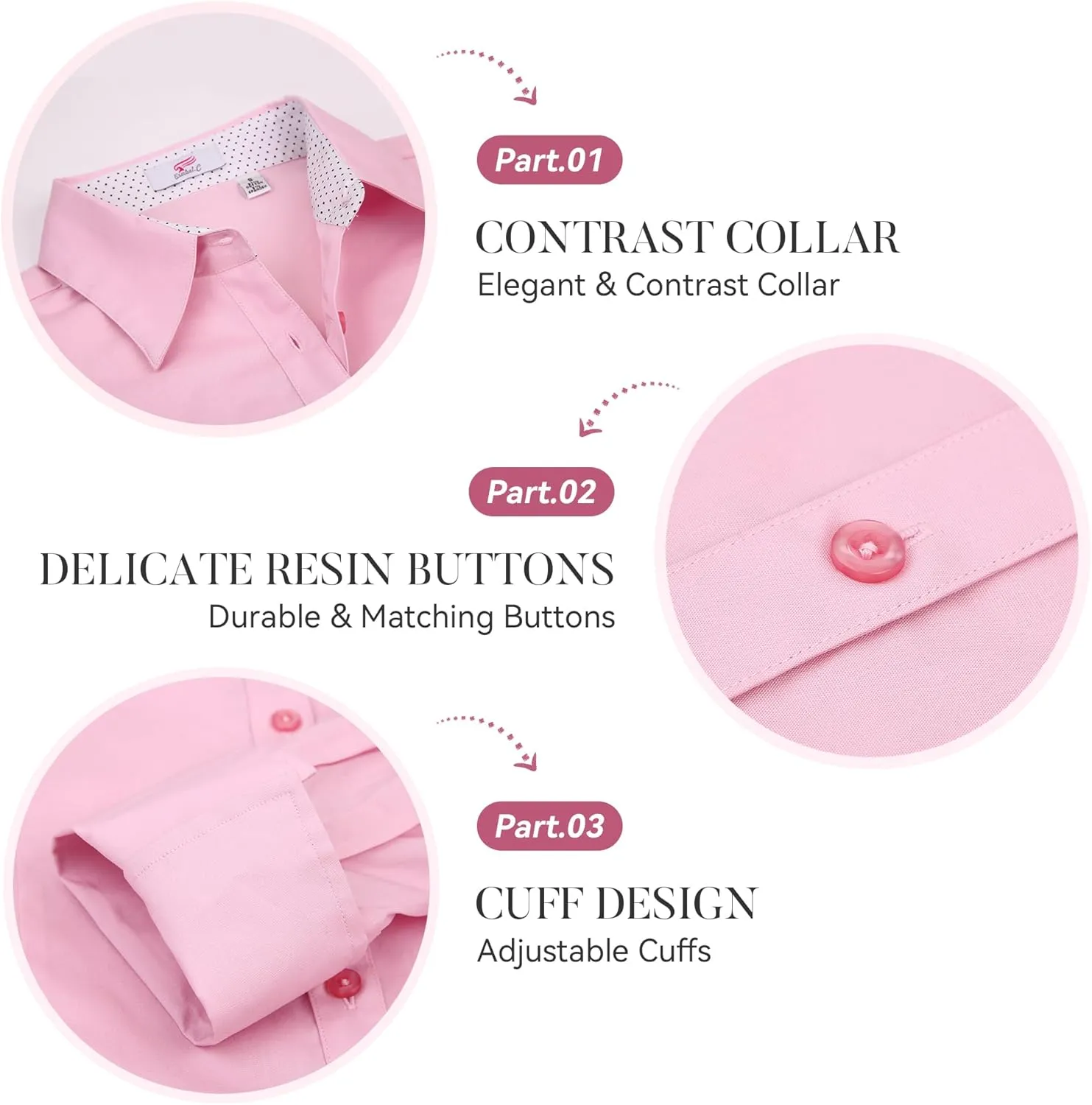 Esabel.C Womens Button Down Shirts Long Sleeve Regular Fit Stretch Work Blouse