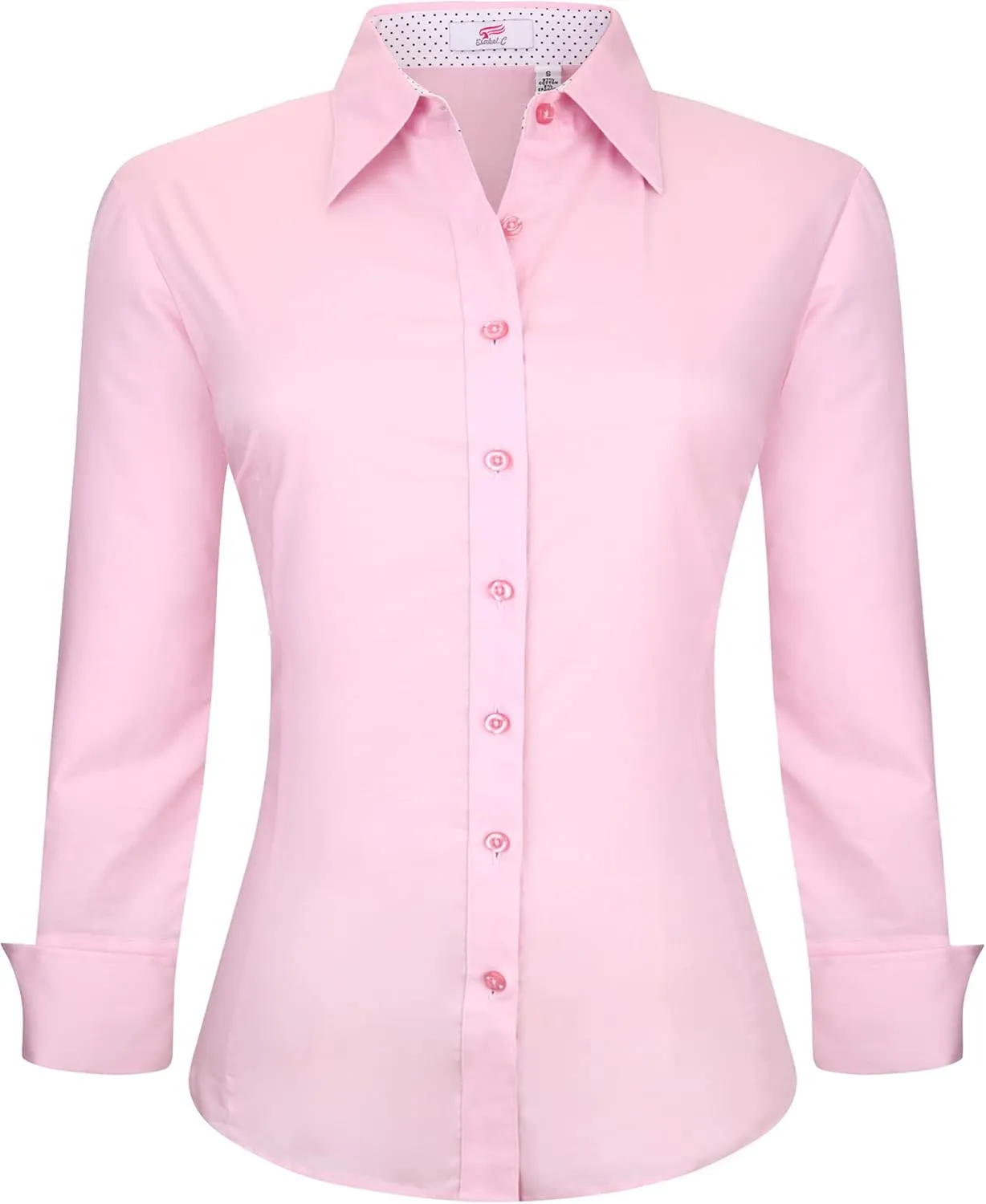 Esabel.C Womens Button Down Shirts Long Sleeve Regular Fit Stretch Work Blouse