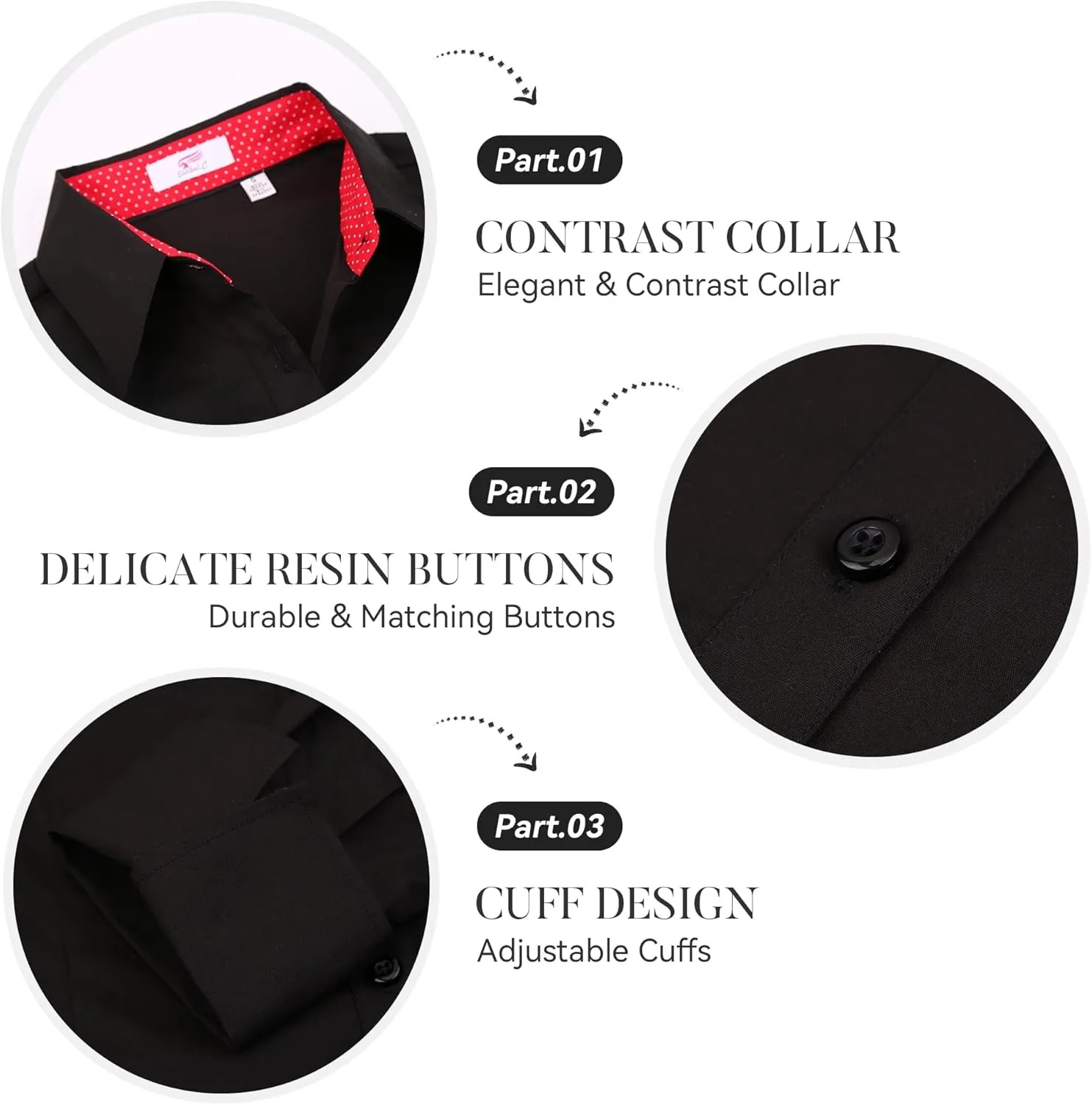 Esabel.C Womens Button Down Shirts Long Sleeve Regular Fit Stretch Work Blouse