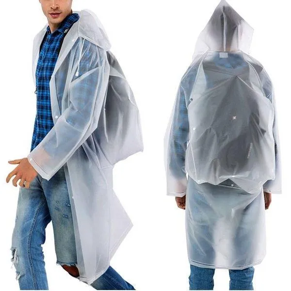 EVA Thick Rainwear Universal Poncho Waterproof Hiking Tour Hooded Rain Coat Schoolbag Position