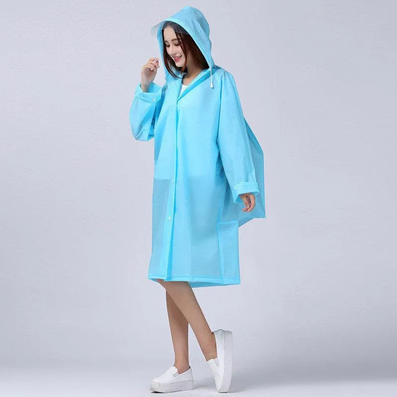 EVA Thick Rainwear Universal Poncho Waterproof Hiking Tour Hooded Rain Coat Schoolbag Position