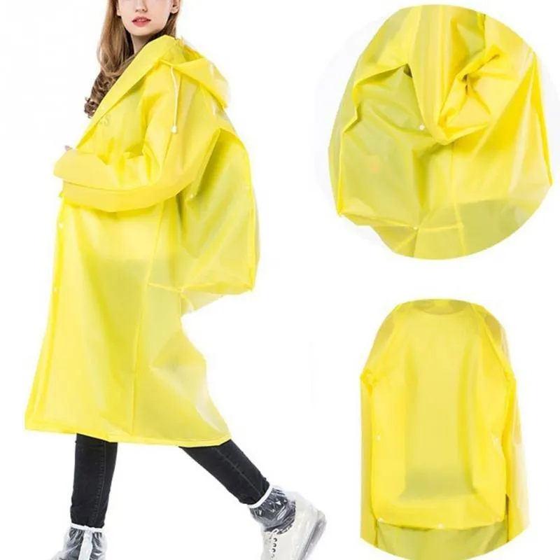 EVA Thick Rainwear Universal Poncho Waterproof Hiking Tour Hooded Rain Coat Schoolbag Position