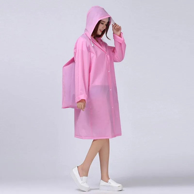 EVA Thick Rainwear Universal Poncho Waterproof Hiking Tour Hooded Rain Coat Schoolbag Position