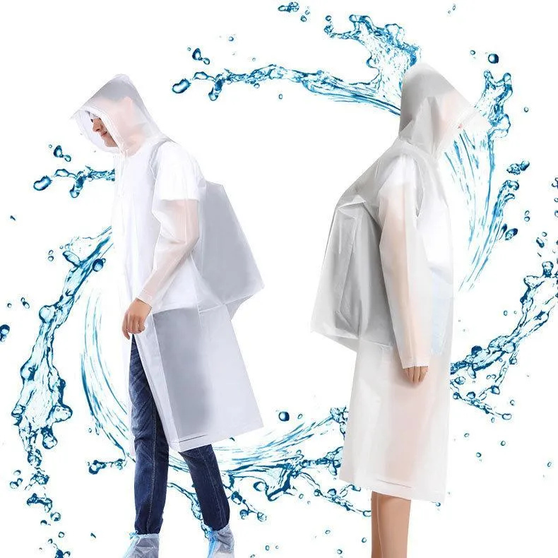EVA Thick Rainwear Universal Poncho Waterproof Hiking Tour Hooded Rain Coat Schoolbag Position