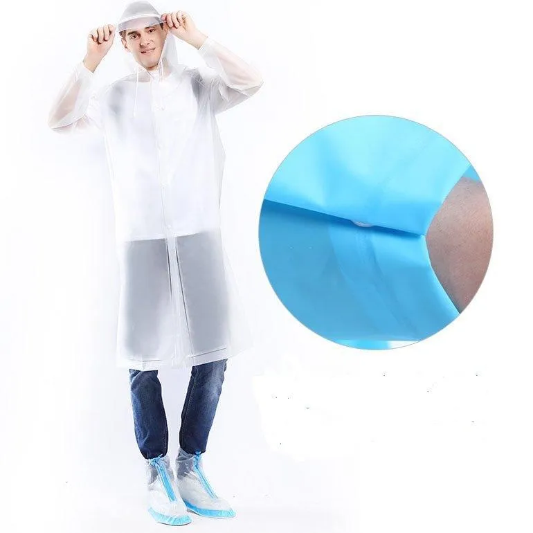 EVA Thick Rainwear Universal Poncho Waterproof Hiking Tour Hooded Rain Coat Schoolbag Position