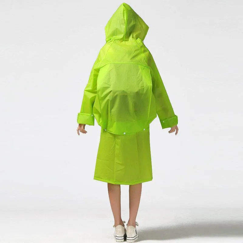 EVA Thick Rainwear Universal Poncho Waterproof Hiking Tour Hooded Rain Coat Schoolbag Position