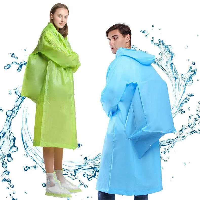 EVA Thick Rainwear Universal Poncho Waterproof Hiking Tour Hooded Rain Coat Schoolbag Position