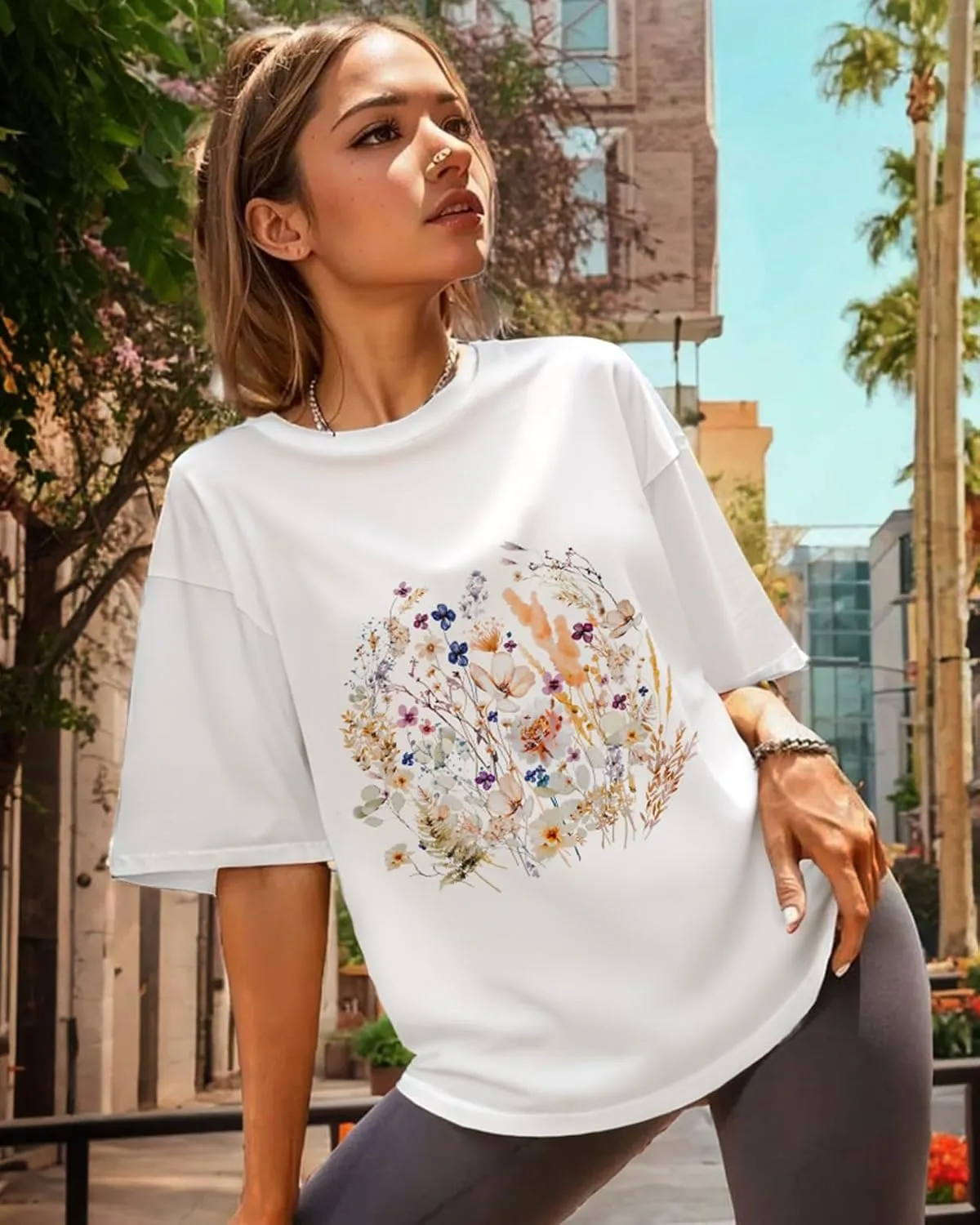Flafens T Shirts for Women Graphic Tees - Womens T-Shirts Cotton Cute Fit Tshirts Teens Girls