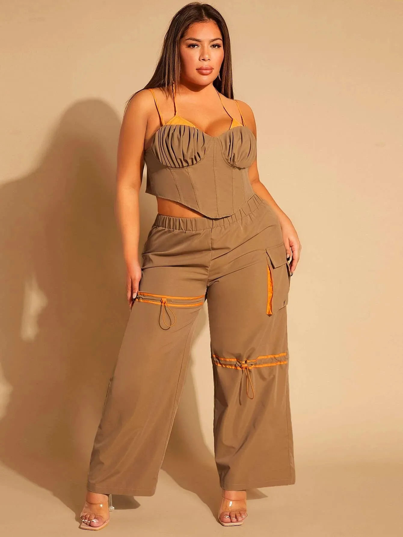 Flap Pocket Cargo Pants With Drawstring Detail