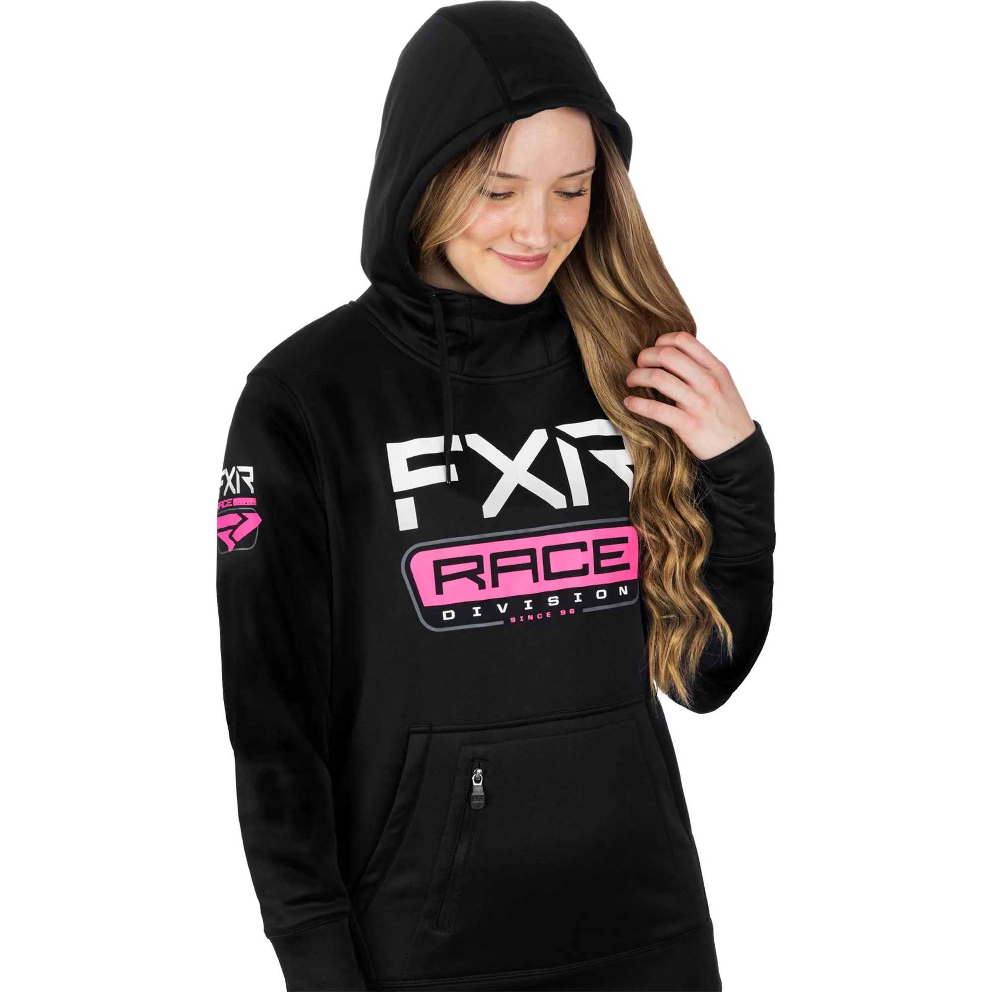 FXR Race Division Tech Pullover Hoodie Black/E Pink