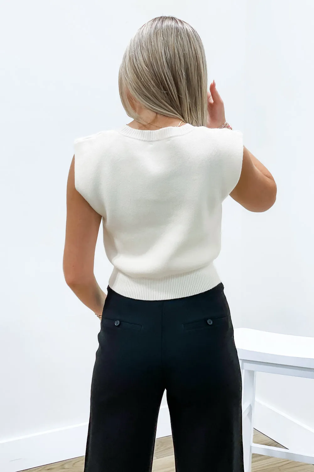 Go The Distance Sleeveless Cropped Sweater - Cream