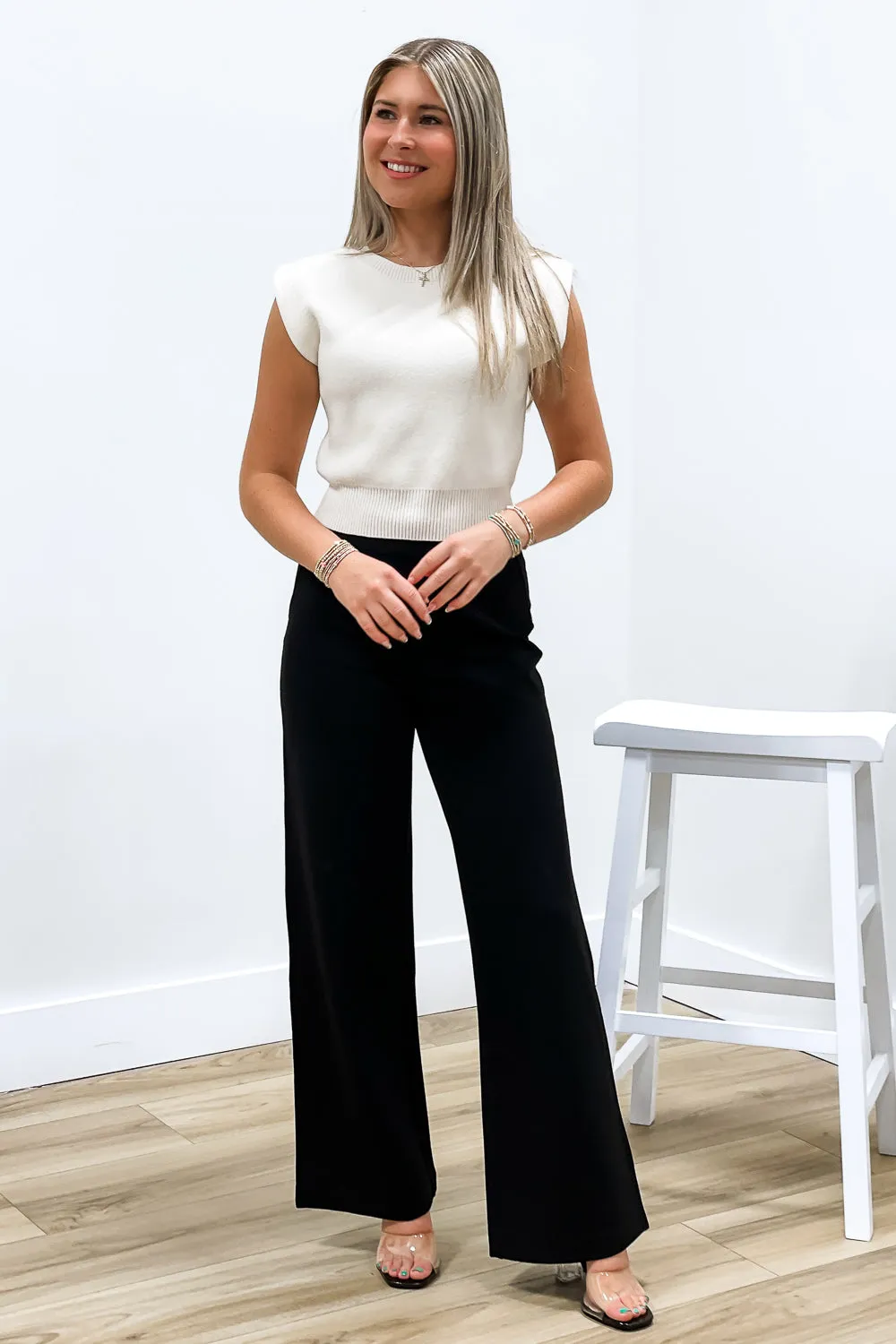 Go The Distance Sleeveless Cropped Sweater - Cream
