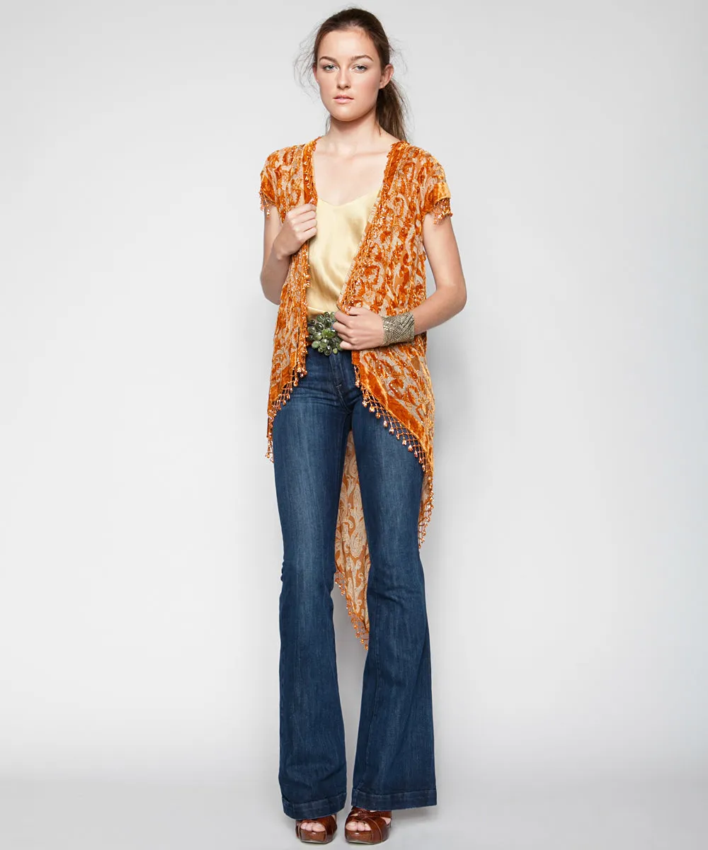 GOLDEN SOFIA CAP SLEEVE KIMONO