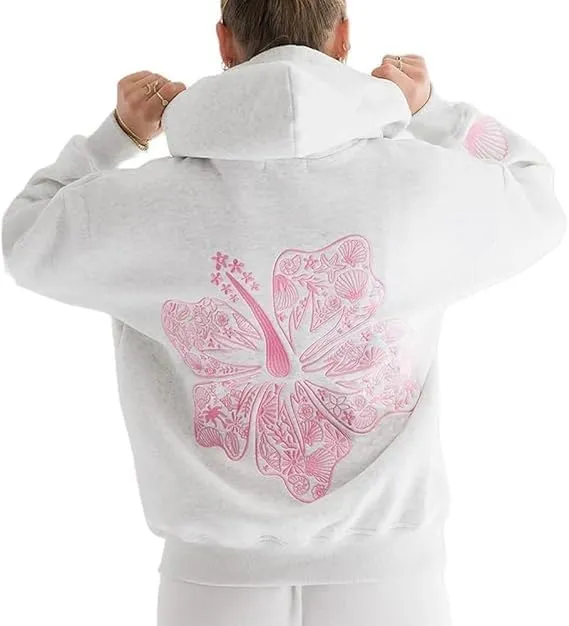 Graphic Hoodies Women Y2k Oversized Sweatshirt Long Sleeve Pullover Sweater Cute Hooded Preppy Top Aesthetic Shirts L/L