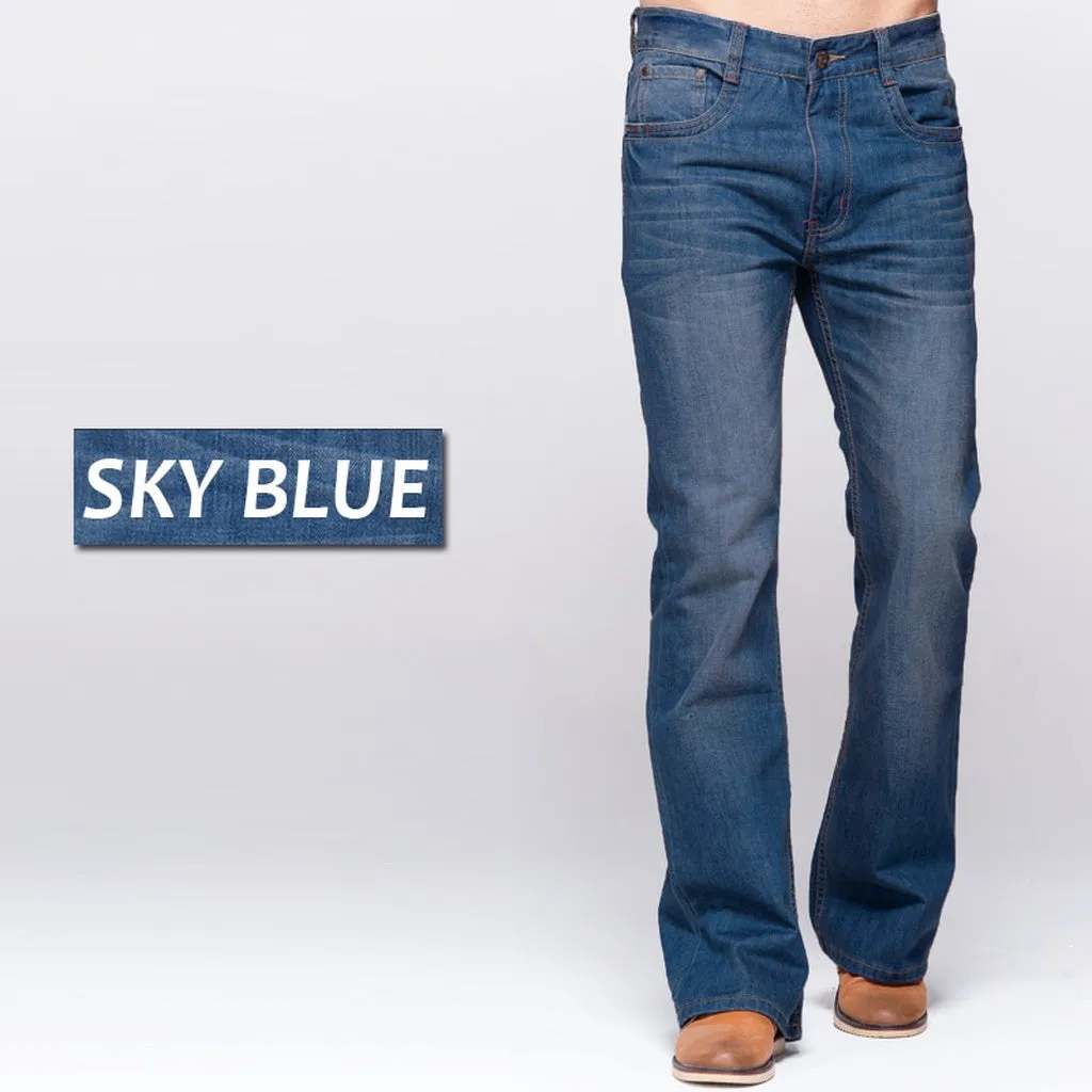 GRG Mens Jeans Tradition Boot Cut Leg Fit Jeans Classic Stretch Denim Flare Deep Blue Jeans Male Fashion Stretch Pants