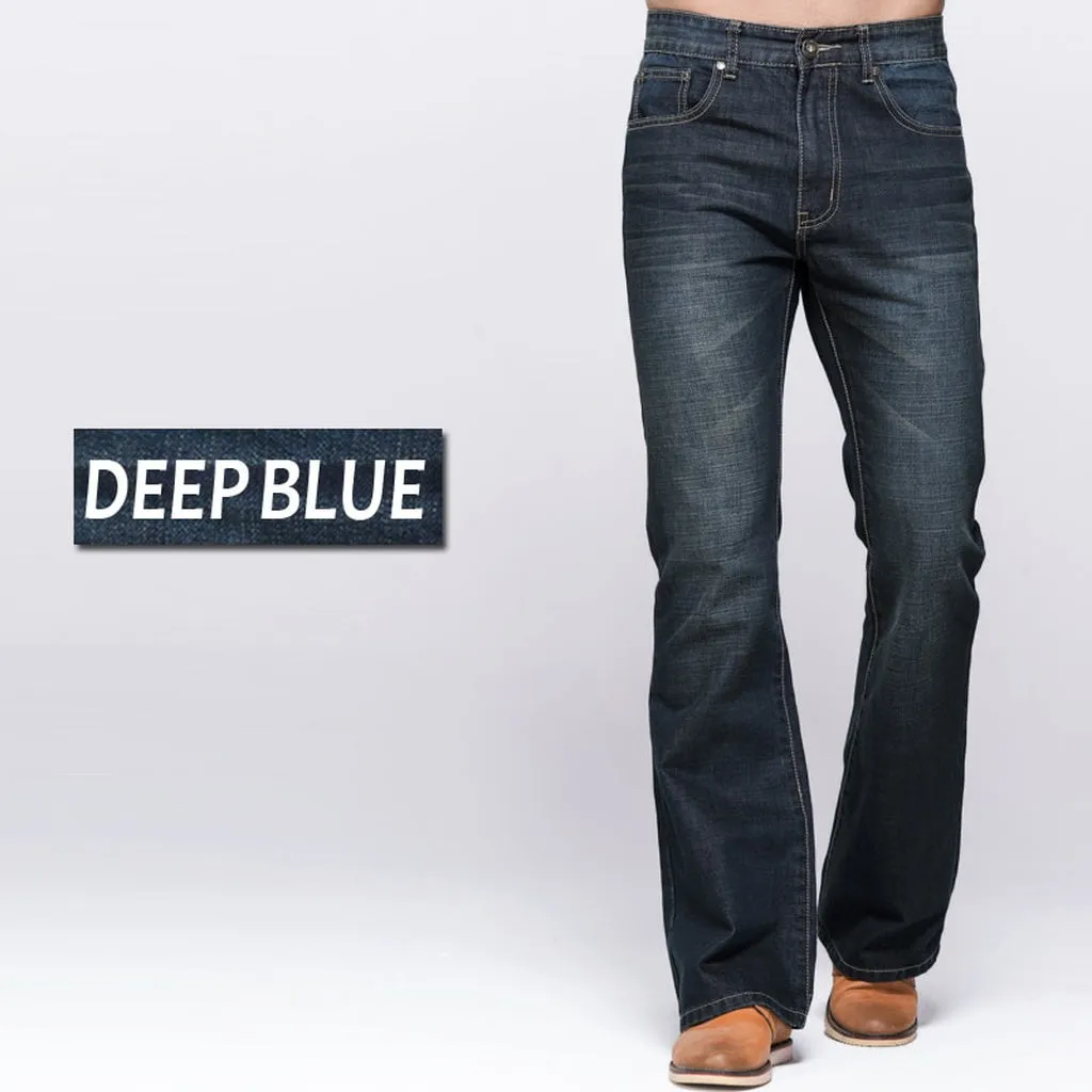 GRG Mens Jeans Tradition Boot Cut Leg Fit Jeans Classic Stretch Denim Flare Deep Blue Jeans Male Fashion Stretch Pants