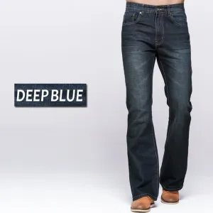GRG Mens Jeans Tradition Boot Cut Leg Fit Jeans Classic Stretch Denim Flare Deep Blue Jeans Male Fashion Stretch Pants